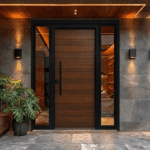 Puerta de exterior modelo 107 de madera en color negro