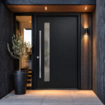 Puerta de exterior modelo 209 con cristal y tirador largo