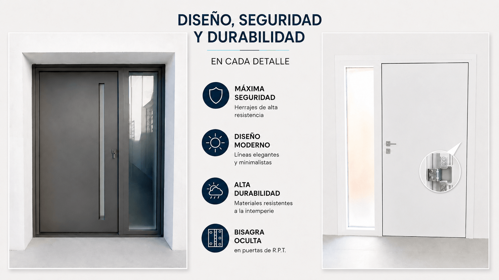Puerta modelo liso con tirador embutido, vista exterior e interior