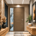 Puerta modelo 119 con rotura de puente térmico sobrepuesta, vista interior